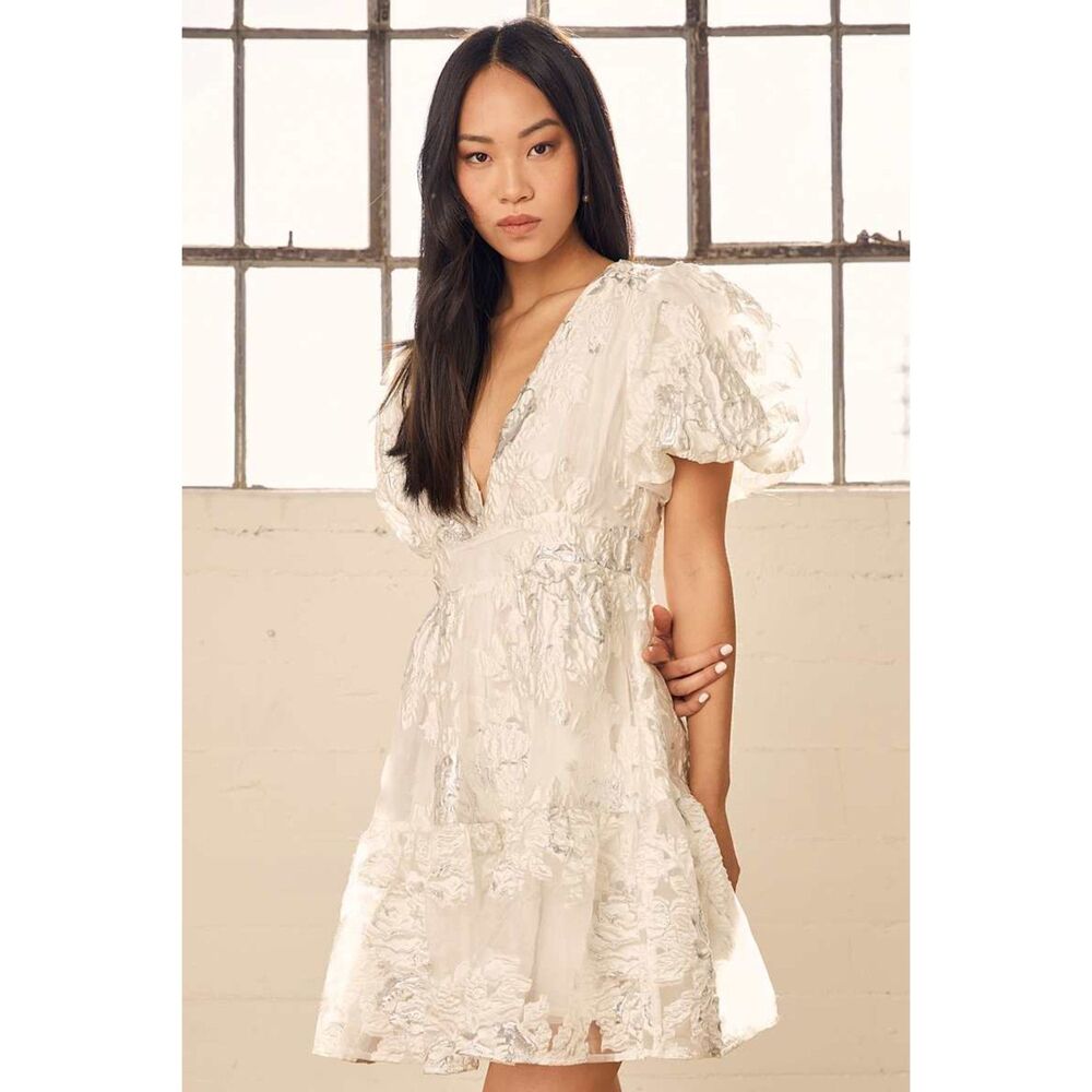Lulu's Ivory Floral Mini Dress